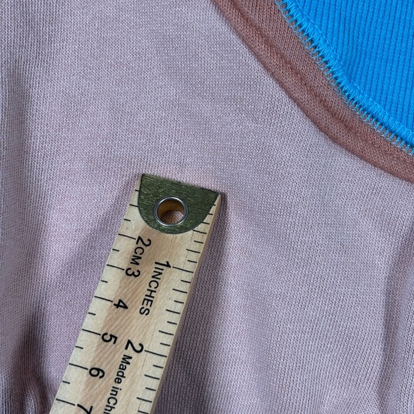 Free People Color Block Zip-Up Sweatshirt W/ Ribbed Cuffs & Hem Sz Medium - Picture 3 of 13
